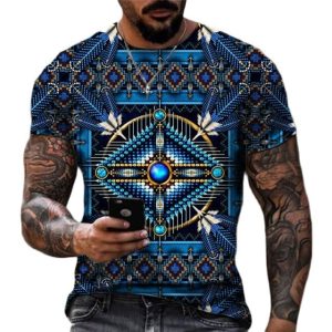 T-shirt Indien Navajo Bleu