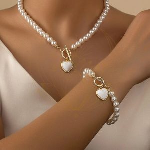 Ensemble Collier Bracelet Perle