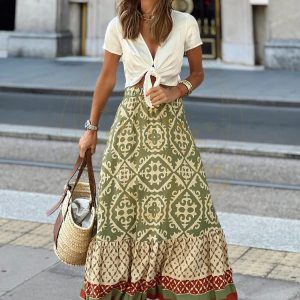 Jupe Bohème Longue Verte