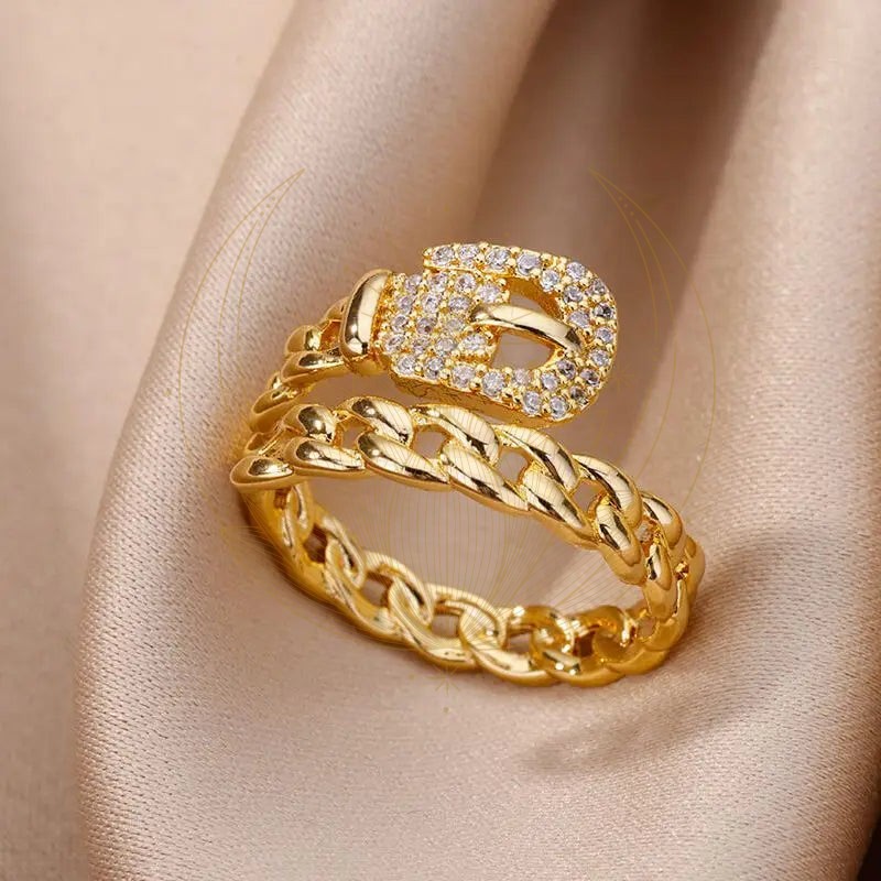 Bague détails en chaines ajustable – Image 3