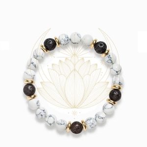 Bracelet bohème en pierre blanc et noir