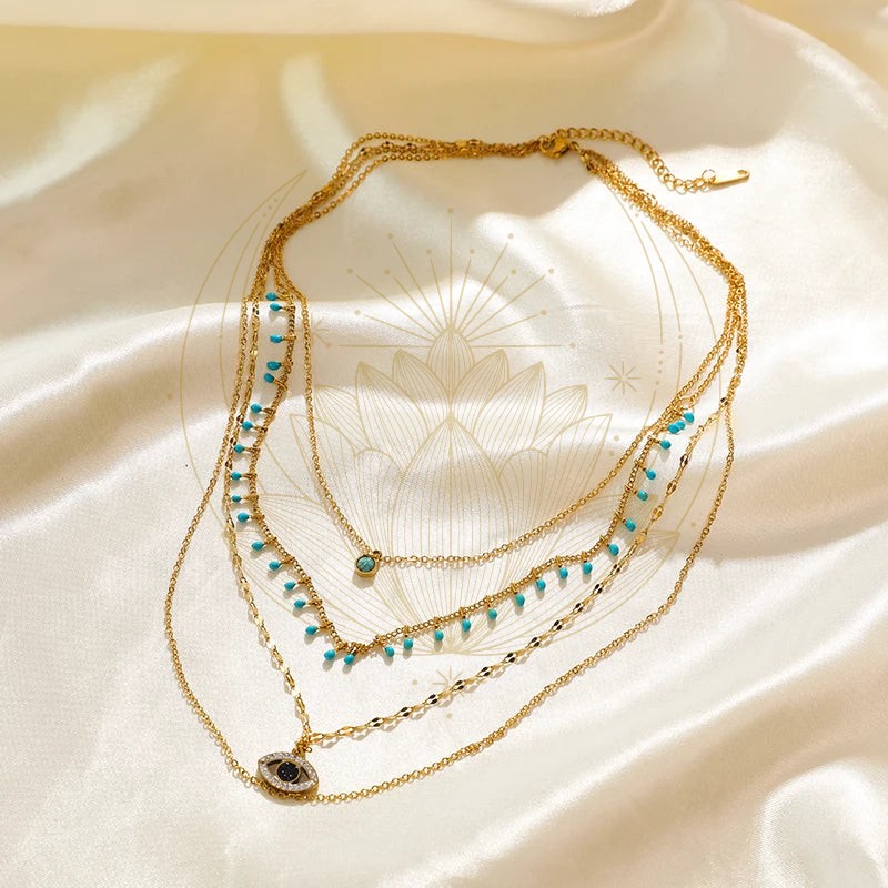 Collier Bohème Turquoise Œil – Image 3