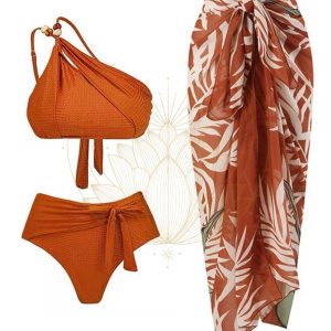 Ensemble Maillot de Bain et Jupe Terracotta