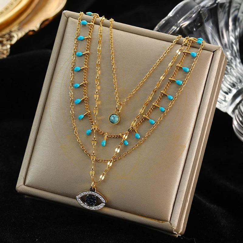 Collier Bohème Turquoise Œil