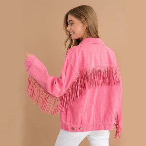 Veste à Franges Rose