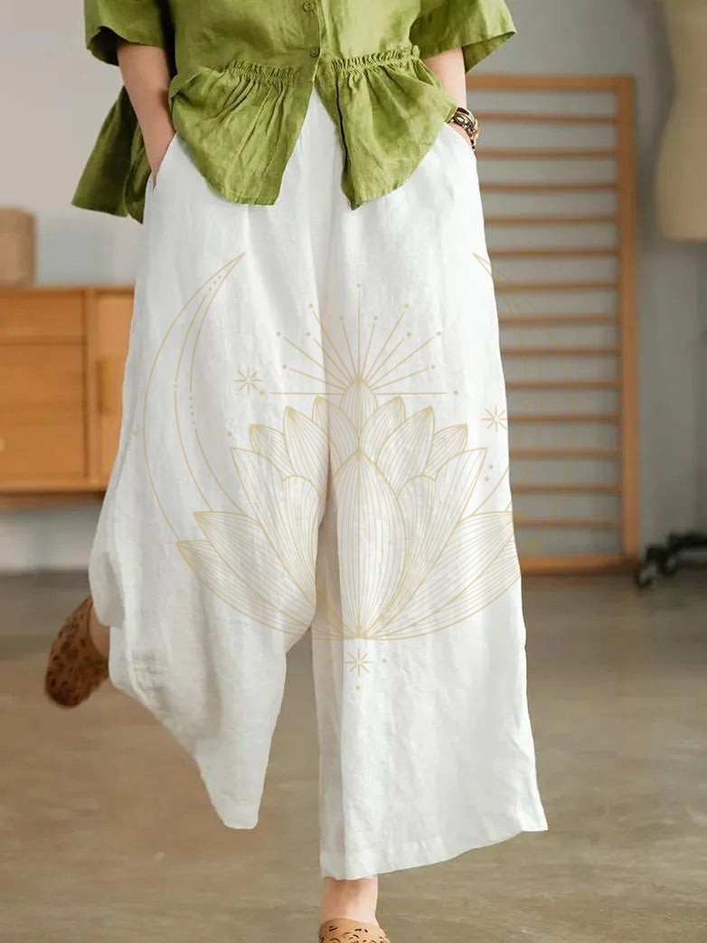 Pantalon Large en Lin Blanc