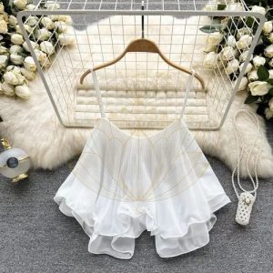 Débardeur femme à volants bohème