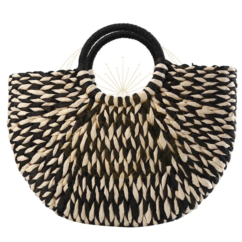 Sac Panier Osier Rond Beige – Image 4