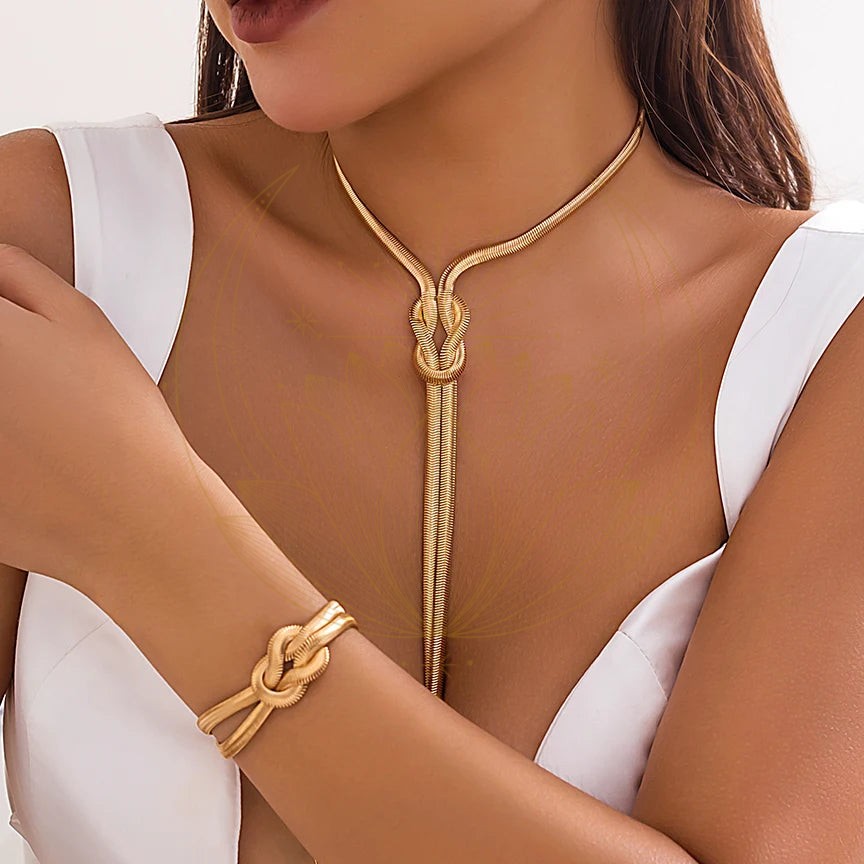 Ensemble Collier Bracelet Serpent Or