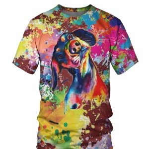 Mignon Chien T shirt, 3D Full Imprimé, Chien Multicoloré Dessin - VECHIE001