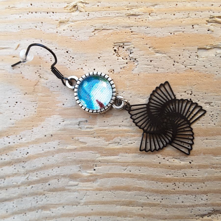 Boucles d’oreilles estampe spirale – wax africain – Image 2