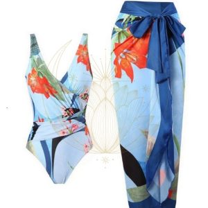 Maillot de bain & Jupe Exotique Bleu