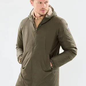 Doudoune Homme Longue Réversible Jott Amsterdam Army et beige – Parka, Déperlante, Capuche, Hiver