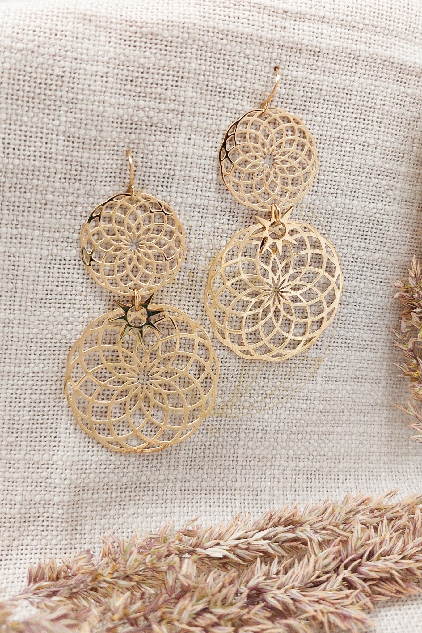 Boucles d’oreilles Dorées Rosace