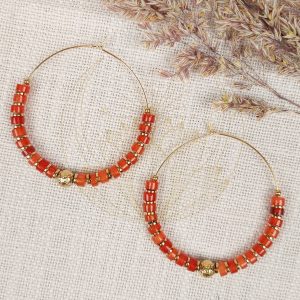 Boucles d&rsquo;oreilles Pierres Rouges