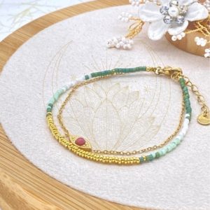 Bracelet Bohème Fin Perles Vertes