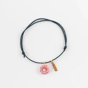 Bracelet cordon chardon rose
