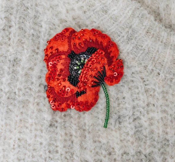 Trovelore bijou broche Fleur « Red Poppy » – Image 3
