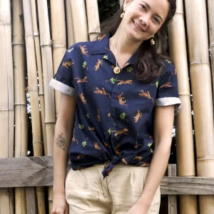 Chemise bleue unisexe - Féline & Léo