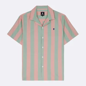 Chemise rose & vertes à rayures