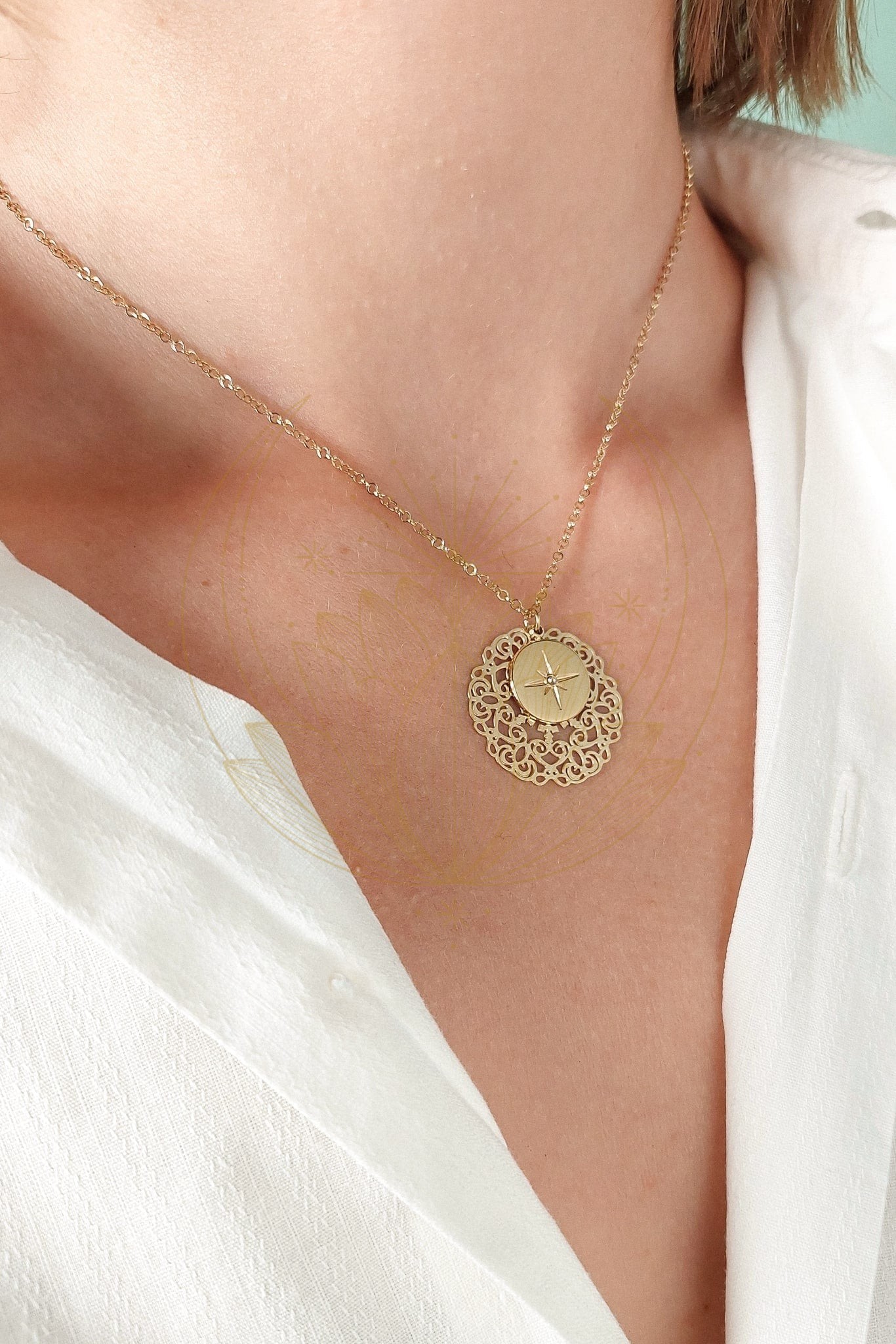 Collier Bohème Pendentif Rosace – Image 2