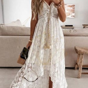 Robe longue dentelle blanche bohème