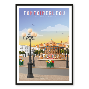 Affiche Fontainebleau et sa place Napoléon