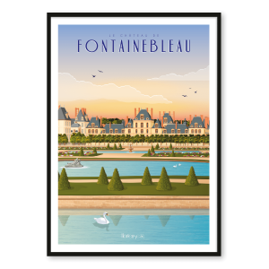 Affiche Le château de Fontainebleau vu des jardins