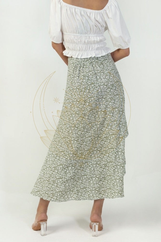 Jupe Asymétrique Bohème Vert – Image 3