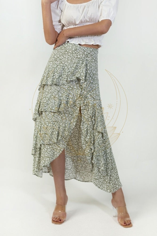 Jupe Asymétrique Bohème Vert