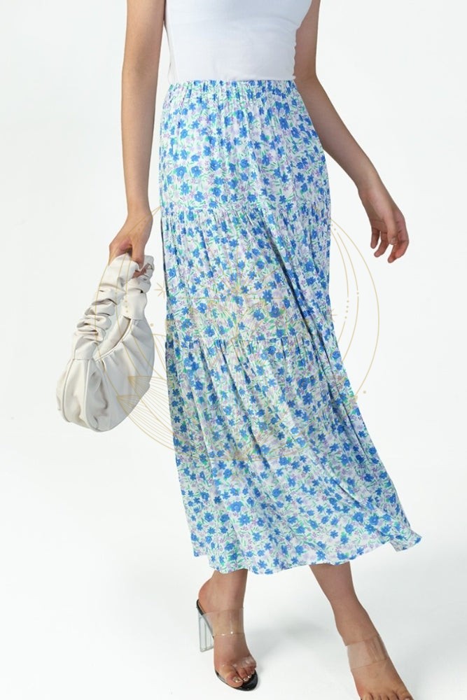 Jupe Longue Fleurie Bohème Bleu – Image 4