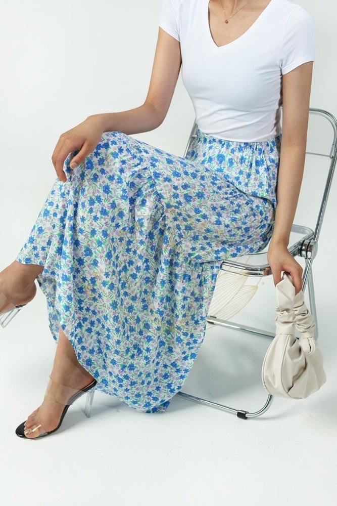 Jupe Longue Fleurie Bohème Bleu – Image 5