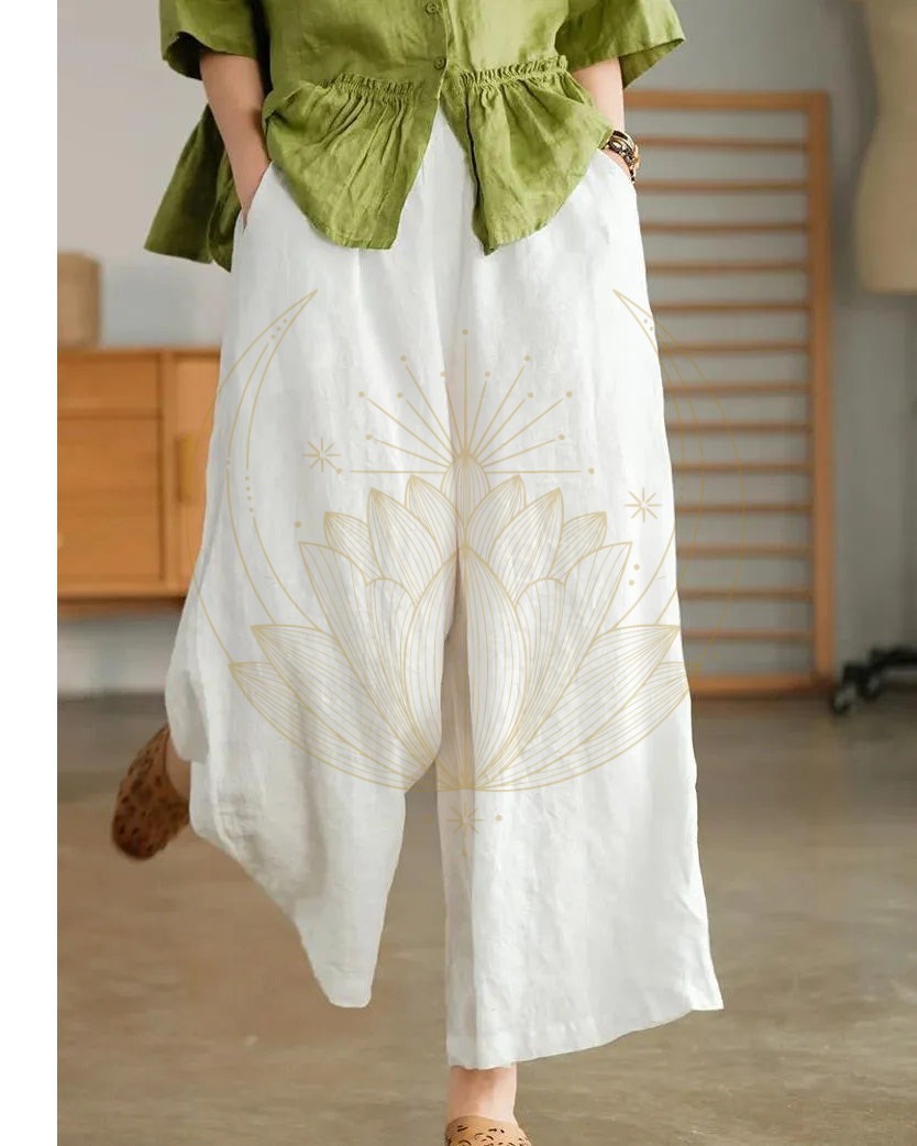 Pantalon Large en Lin Blanc – Image 6