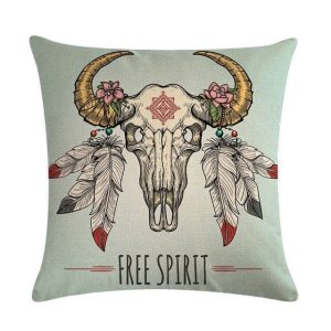 Coussin Indien Crâne de Bœuf