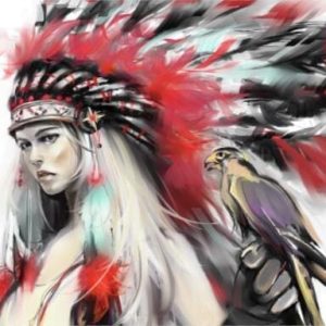 Tableau Indien Fleur Rouge