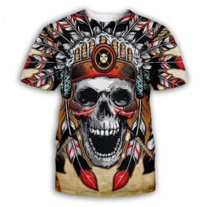 T-shirt Indien Tête de Mort Amérindienne