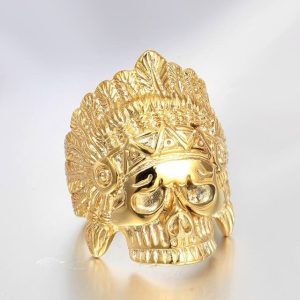 Bague Indienne Tête de Chef Indien (Acier)