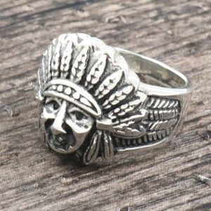 Bague IndienneTête Natif (Acier)