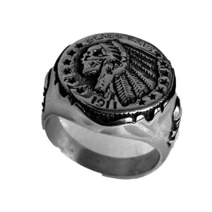 Bague IndienneVintage Tête Indien (Acier)