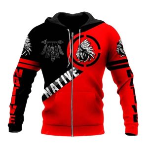 Pull Indien Native Rouge & Noir