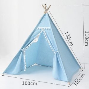 Tipi Indien Pompon Bleu Azur