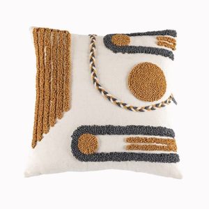 Coussin Indien Marron et Beige à Relief