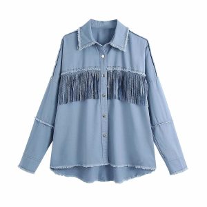 Veste à Franges  Blue Indian