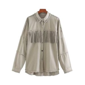 Veste à Franges  Grey Indian