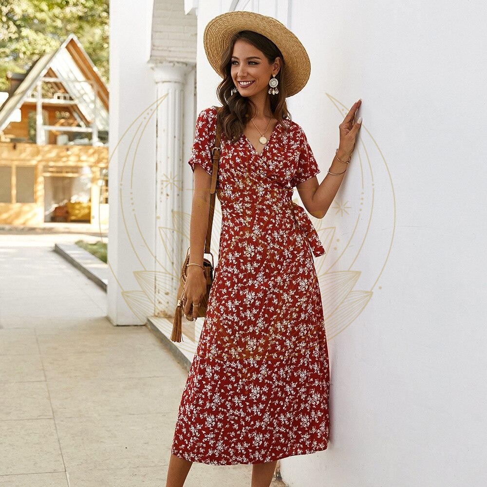 Robe Longue Bohème À Fleurs