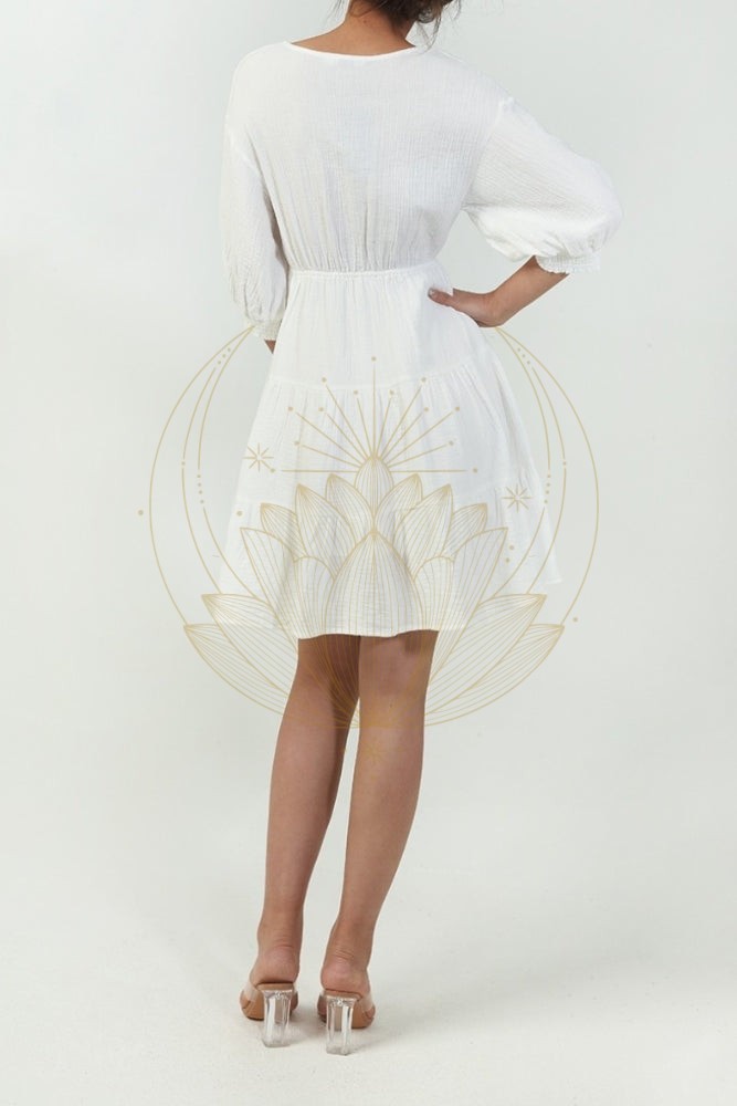 Robe Bohème Courte Blanche – Image 3