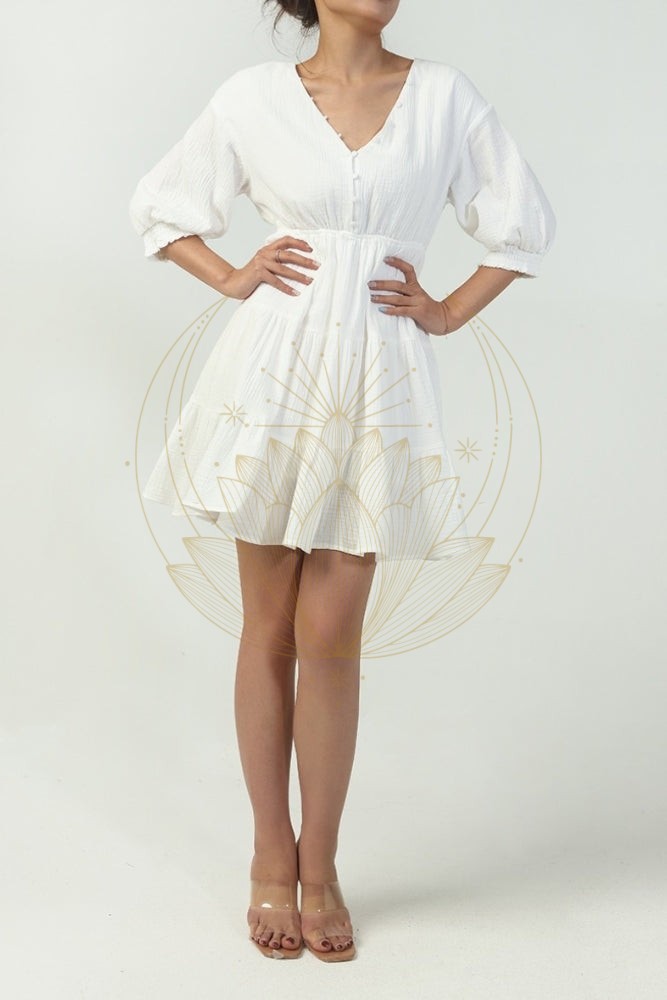 Robe Bohème Courte Blanche – Image 2