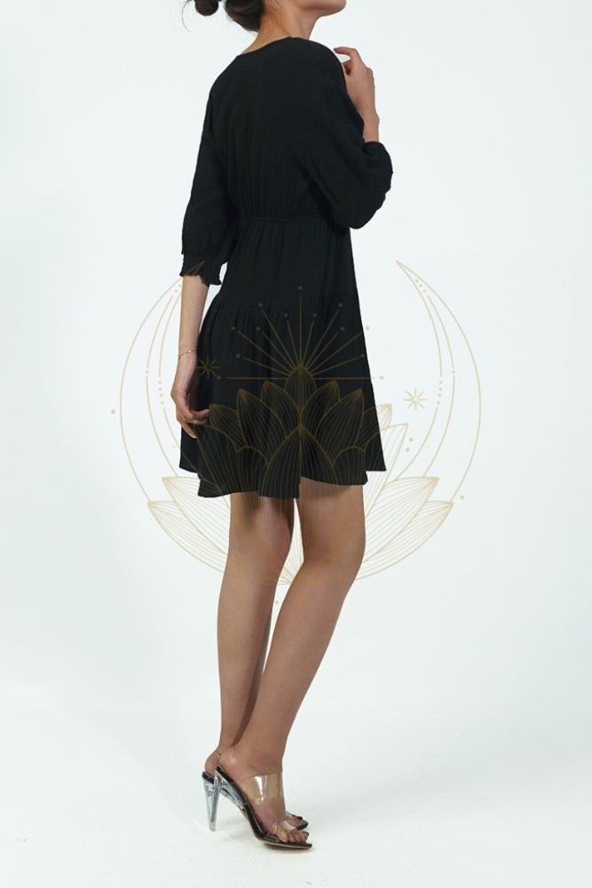 Robe Bohème Courte Noire – Image 4