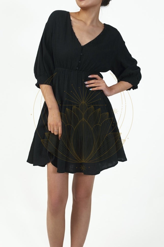 Robe Bohème Courte Noire – Image 3