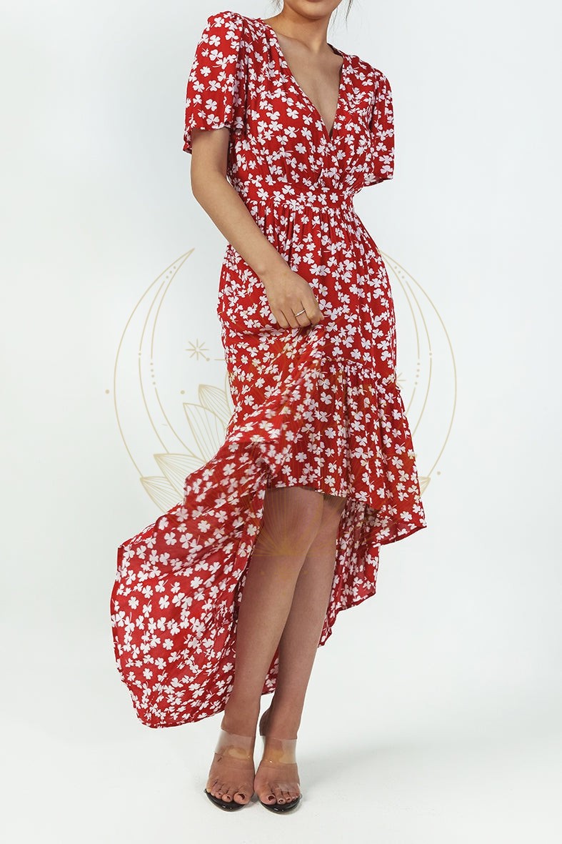 Robe Bohème Fleurie Asymétrique